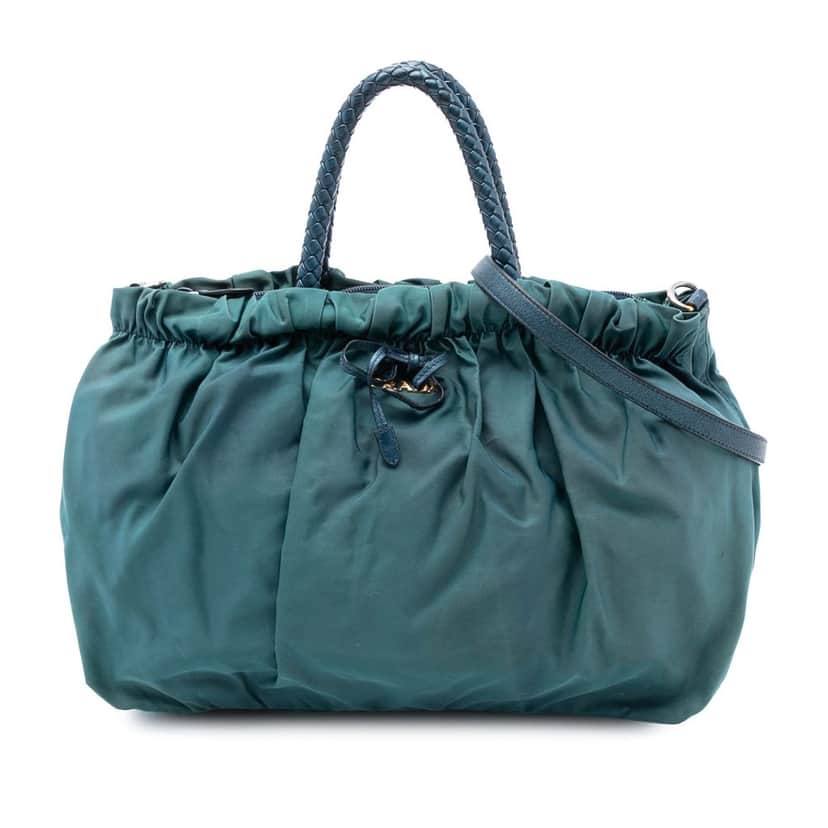 Prada Tessuto Bow Satchel Blue Very good condition - Front View