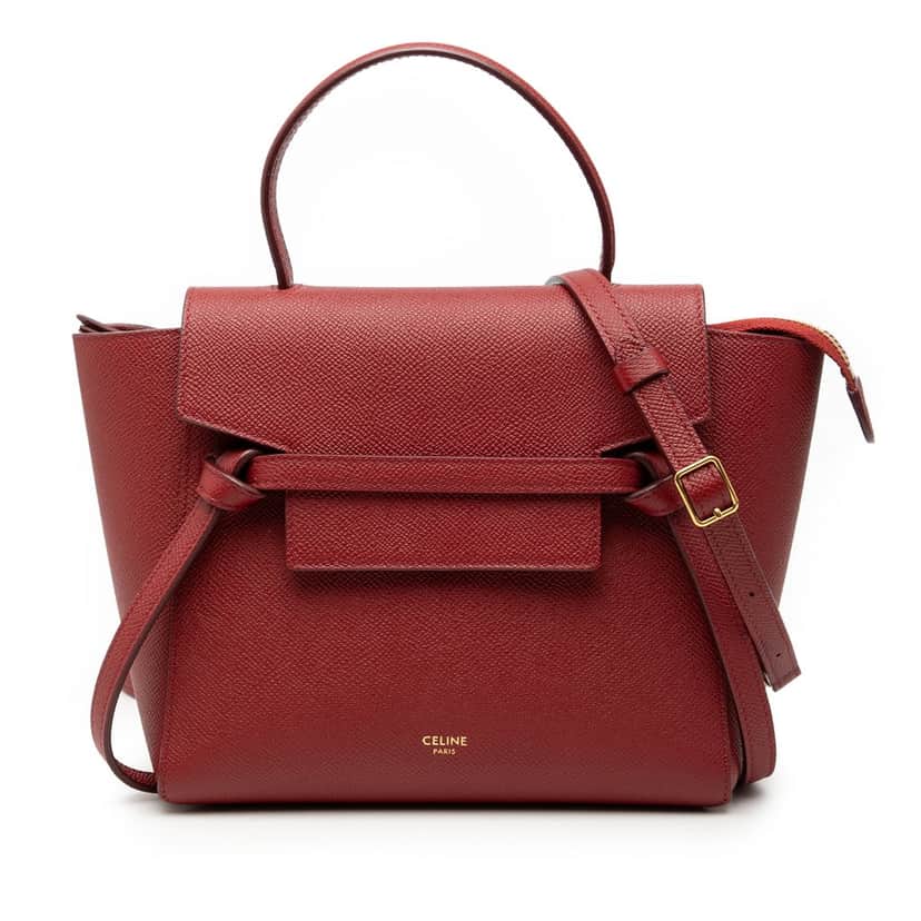 Celine Nano Grained Calfskin Belt Bag Red Leather Very good condition - Front View