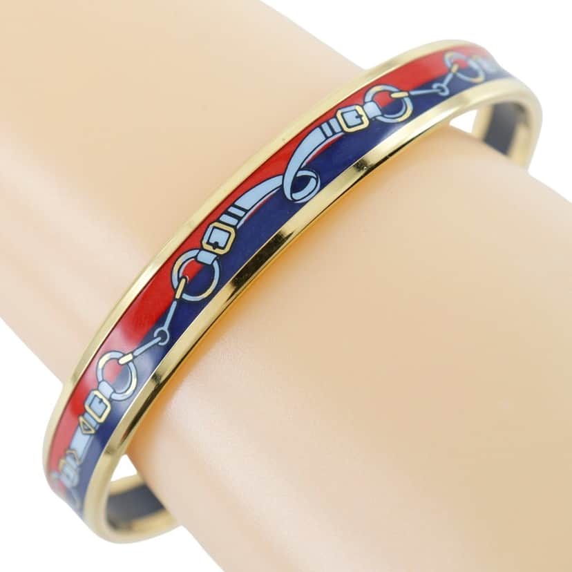 Hermès Printed Enamel Bangle 65 Blue Very good condition - Front View