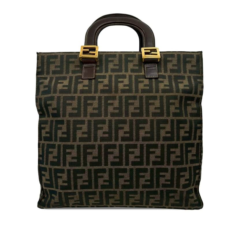 Fendi Zucca Canvas Twins Tote Brown Very good condition - Front View