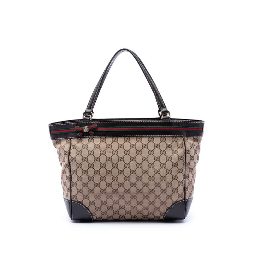 Gucci GG Canvas Web Mayfair Tote Beige Very good condition - Front View