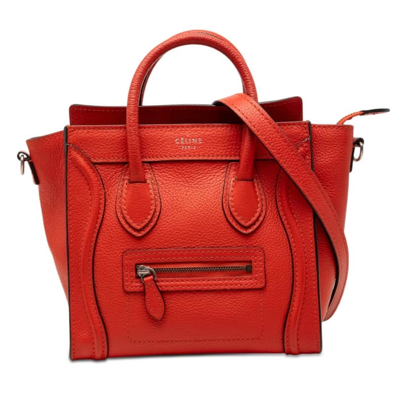 Celine Nano Leather Luggage Tote Orange Leather Very good condition - Front View