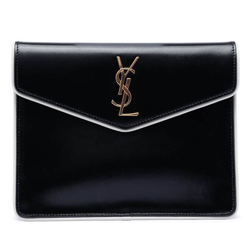 Saint Laurent Baby Smooth Shiny Calfskin Monogram Uptown Pouch Black Leather Very good condition - Front View