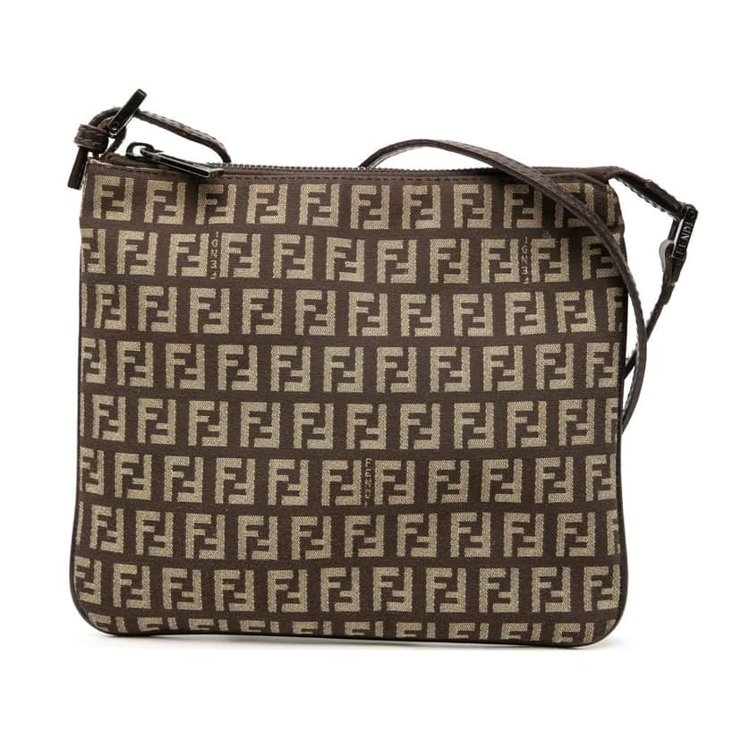 Fendi Zucchino Canvas Crossbody Brown Very good condition - Front View