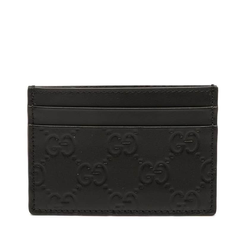 Gucci Guccissima Card Holder Black Leather Never worn - Front View