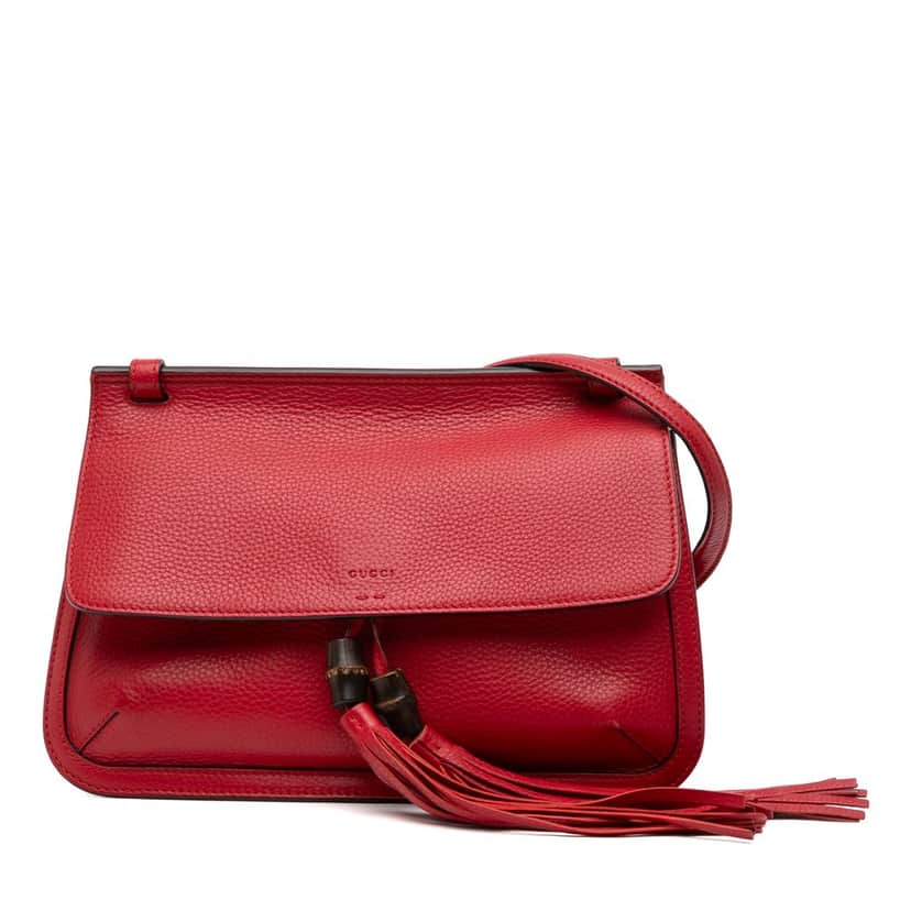 Gucci Medium Leather Bamboo Daily Crossbody Red Leather Very good condition - Front View