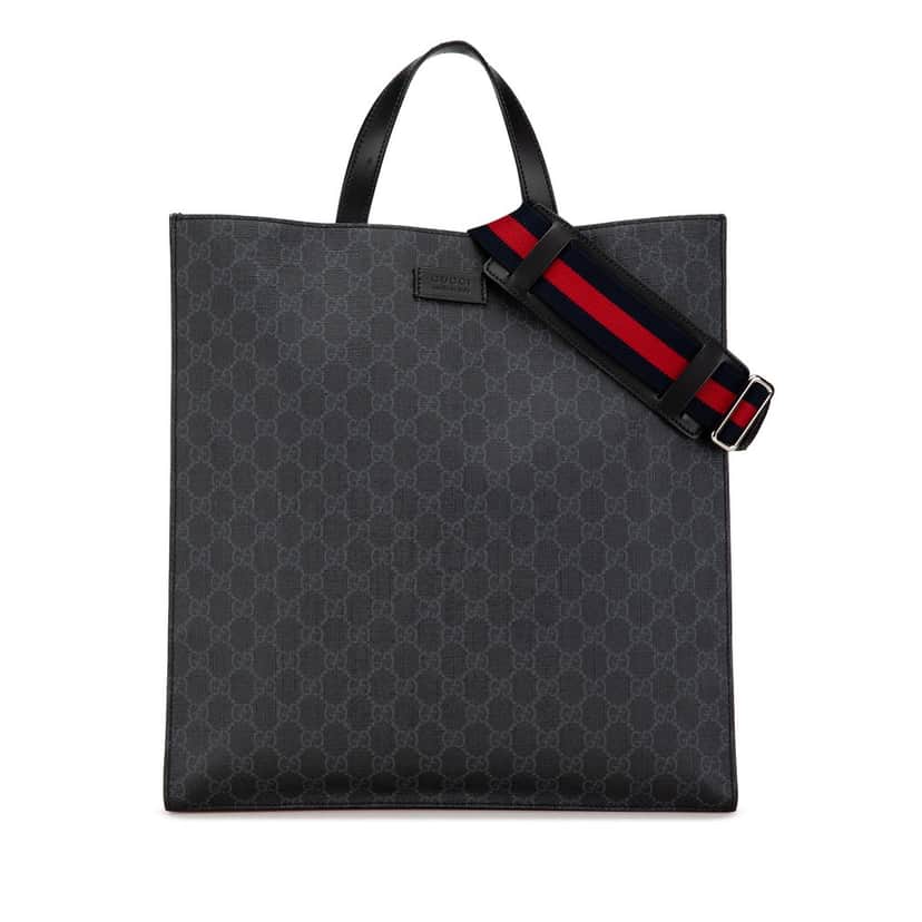 Gucci GG Supreme Convertible Soft Tote Black Very good condition - Front View