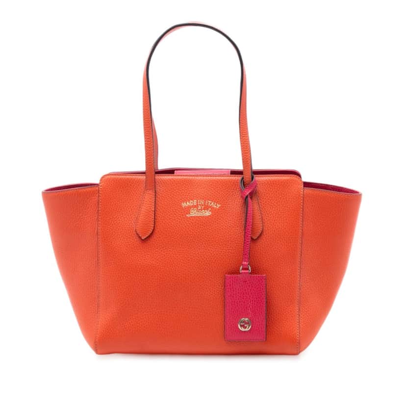 Gucci Small Leather Swing Tote Orange Leather Very good condition - Front View