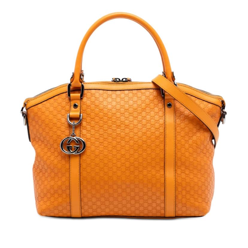 Gucci Medium Microguccissima GG Charm Dome Satchel Orange Leather Very good condition - Front View