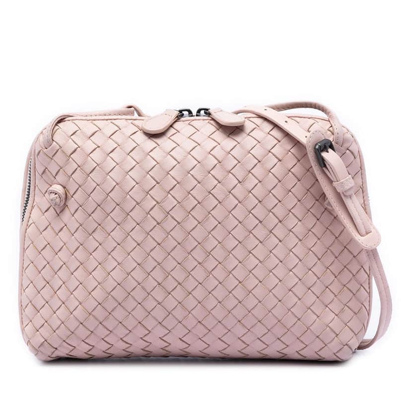Bottega Veneta Nappa Intrecciato Nodini Crossbody Pink Leather Very good condition - Front View
