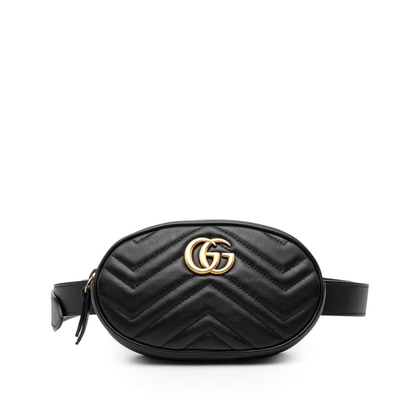 Gucci GG Marmont Matelasse Leather Belt Bag Black Leather Very good condition - Front View