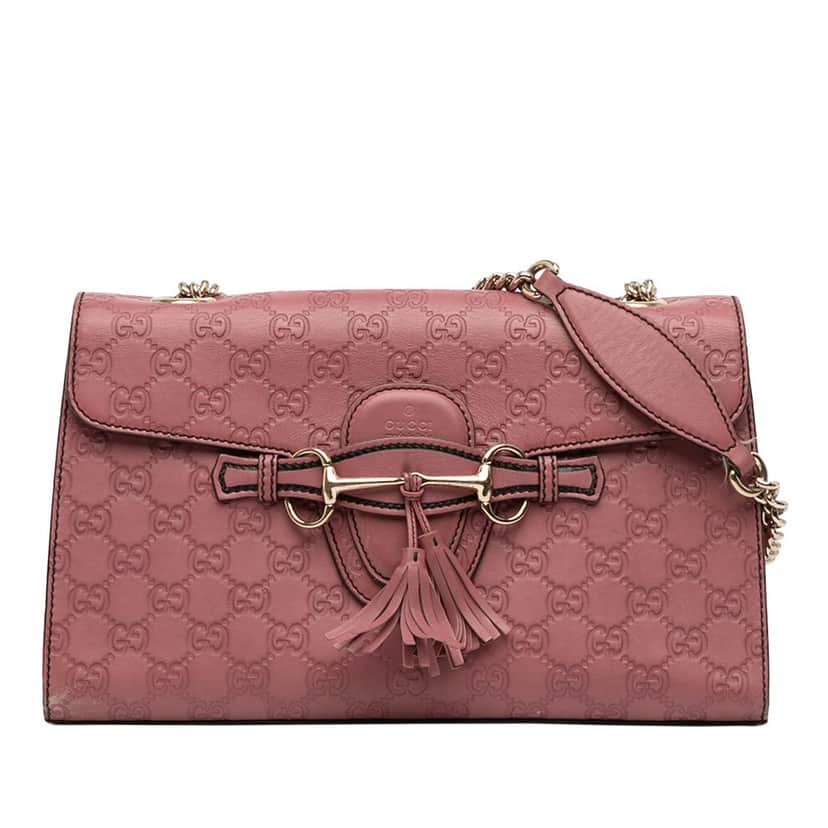 Gucci Medium Guccissima Emily Shoulder Bag Pink Leather Very good condition - Front View