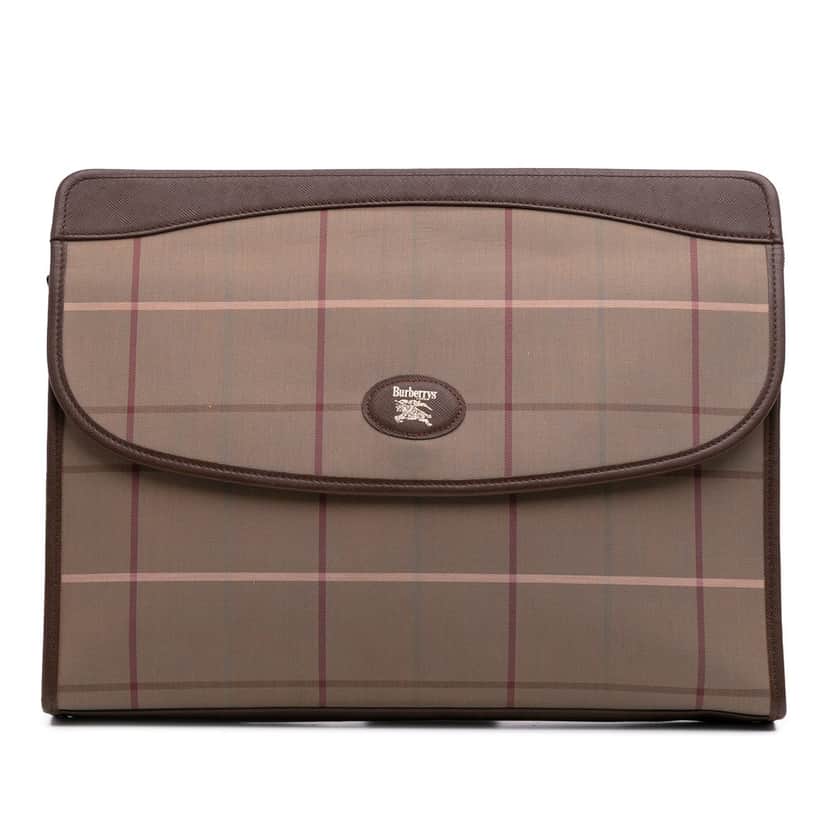 Burberry Vintage Check Canvas Clutch Brown Good condition - Front View