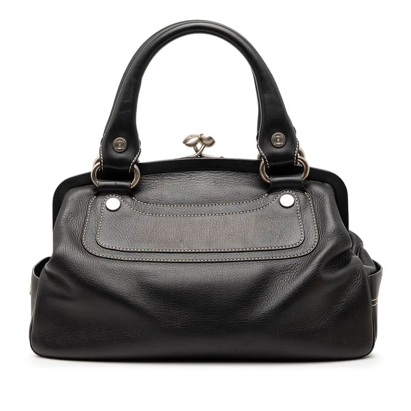 Celine Leather Boogie Clasp Handbag Black Leather Very good condition - Front View