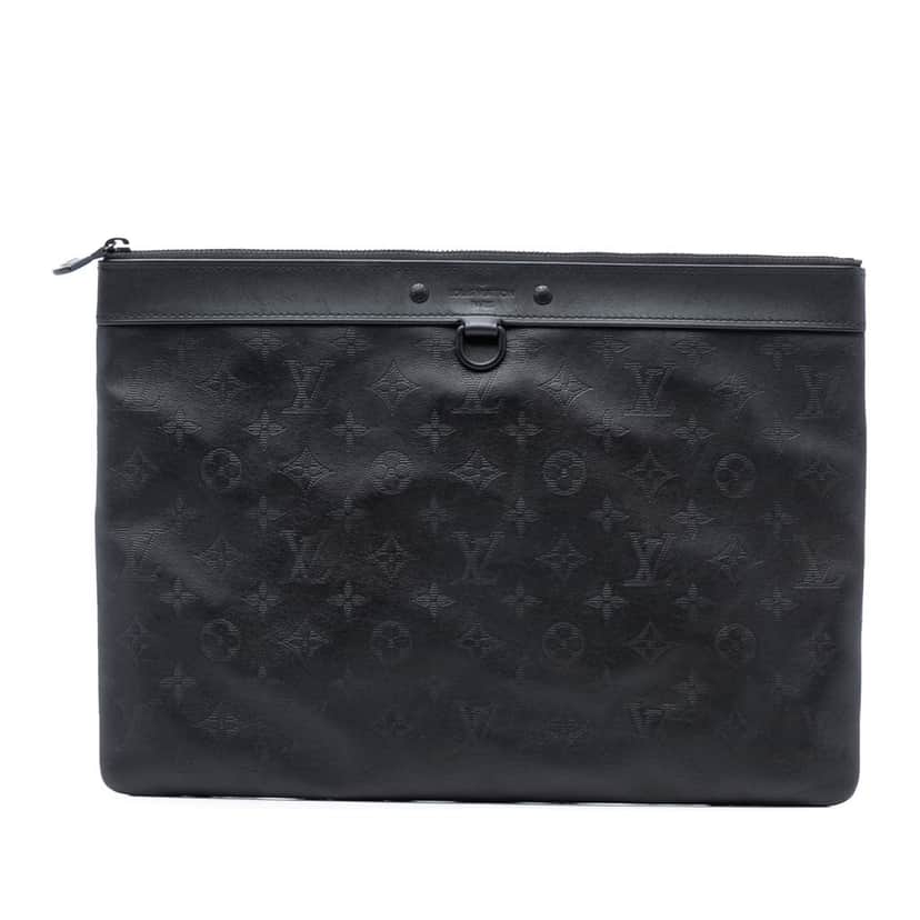 Louis Vuitton Monogram Shadow Discovery Pochette Black Leather Very good condition - Front View