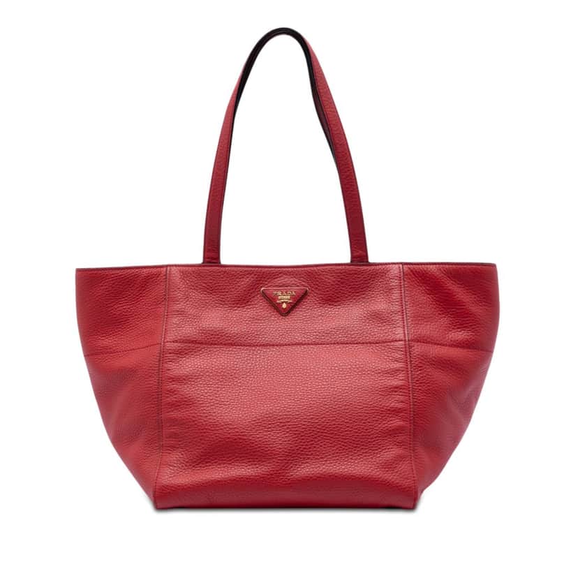 Prada Vitello Daino Tote Red Leather Very good condition - Front View