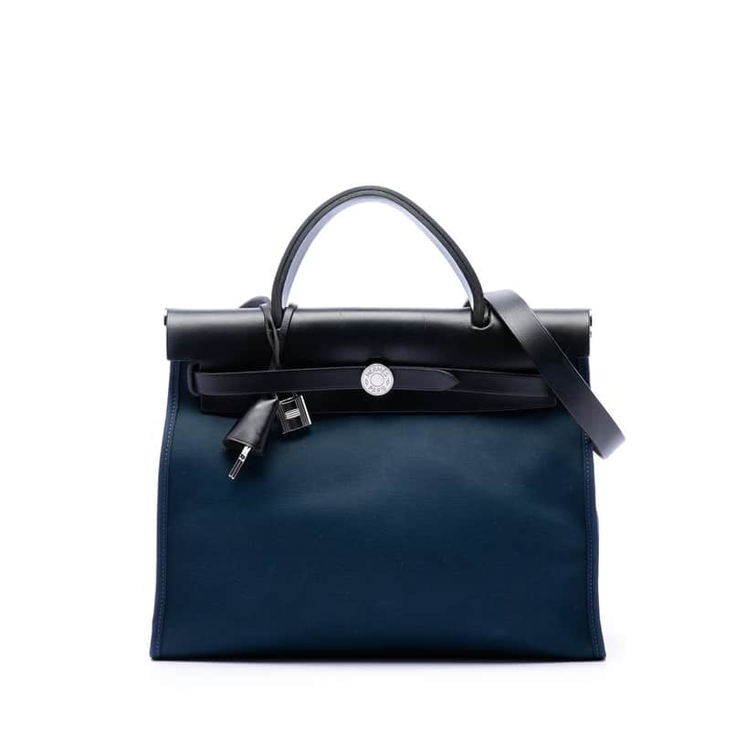 Hermès Toile Herbag Zip 31 Blue Very good condition - Front View