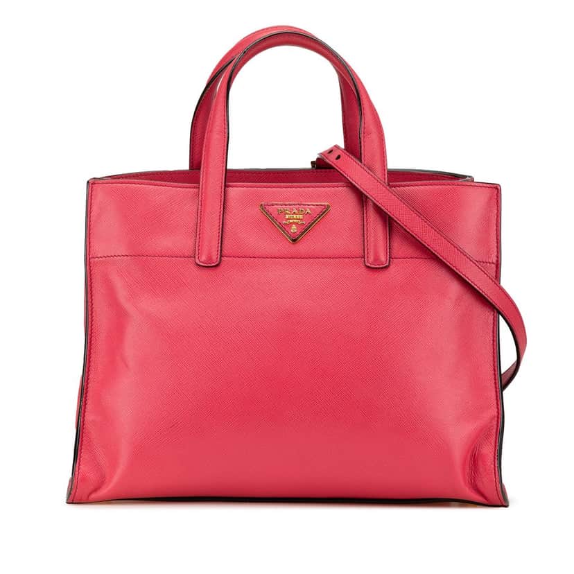 Prada Saffiano Soft Triple Pocket Tote Pink Leather Very good condition - Front View
