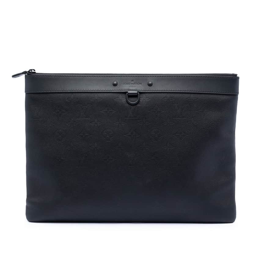 Louis Vuitton Monogram Shadow Discovery Pochette Black Leather Very good condition - Front View