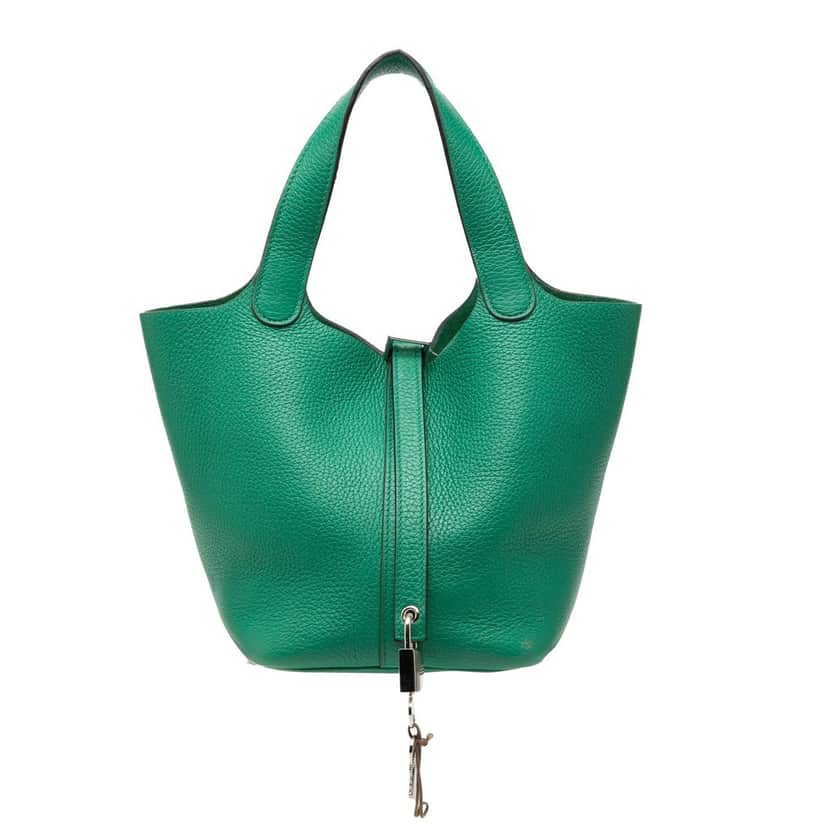 Hermès Clemence Picotin Lock 18 Green Leather Very good condition - Front View