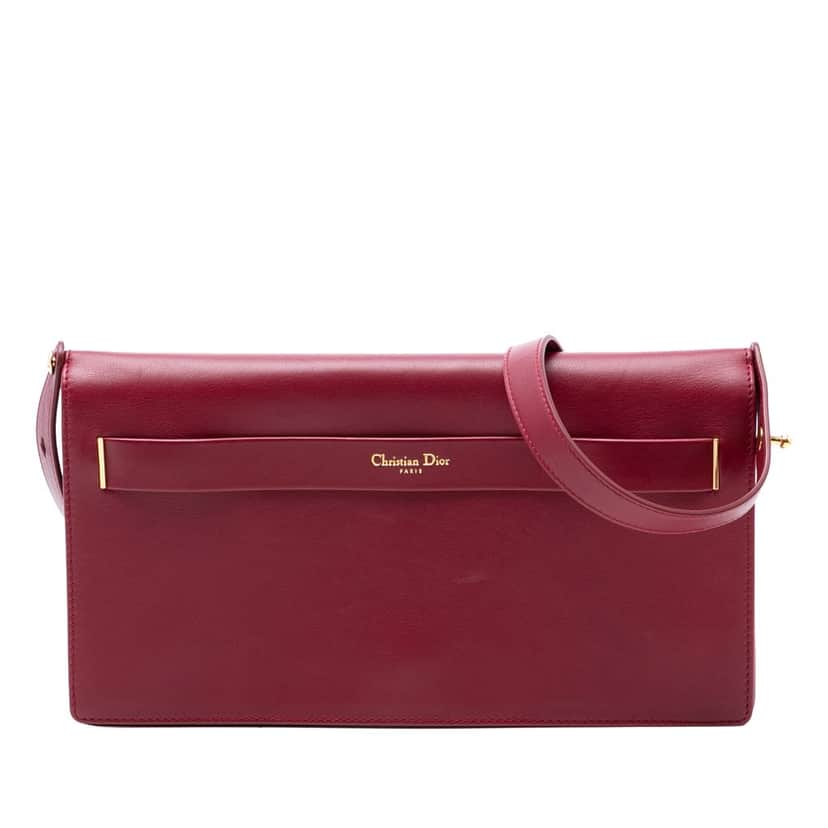 Dior Leather Convertible Flap Shoulder Bag Red Leather Very good condition - Front View