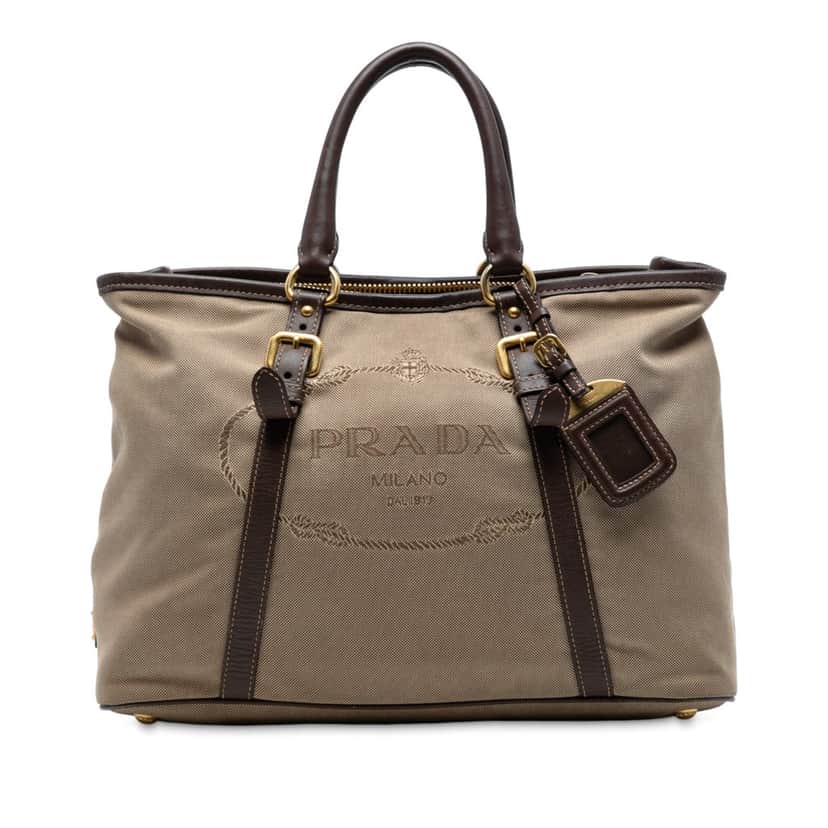 Prada Canvas Canapa Logo Satchel Brown Very good condition - Front View