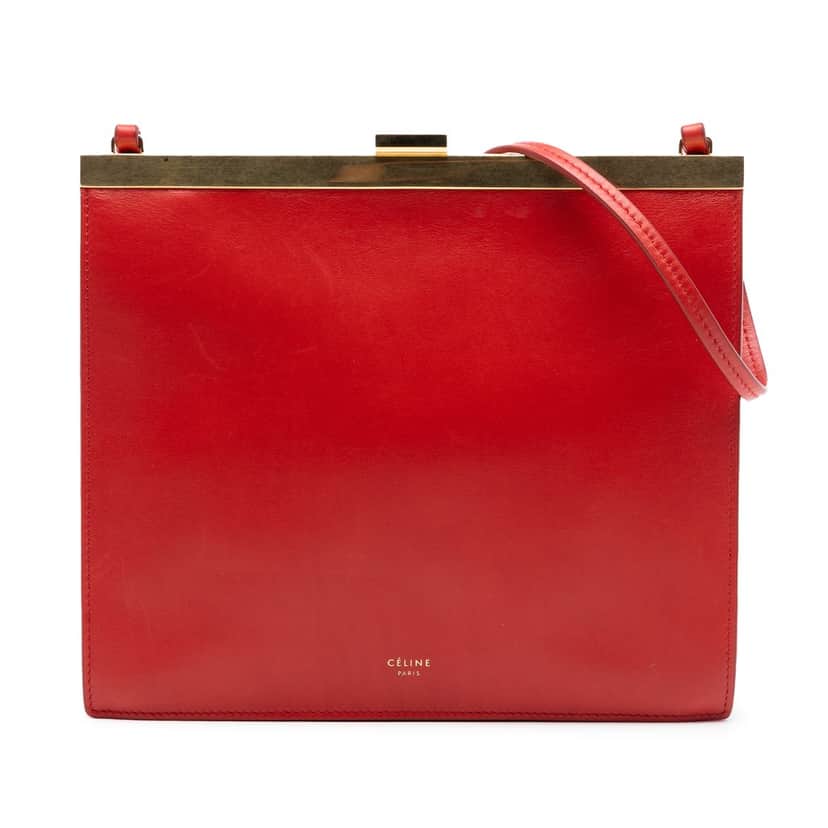 Celine Mini Smooth Calfskin Clasp Bag Red Leather Very good condition - Front View