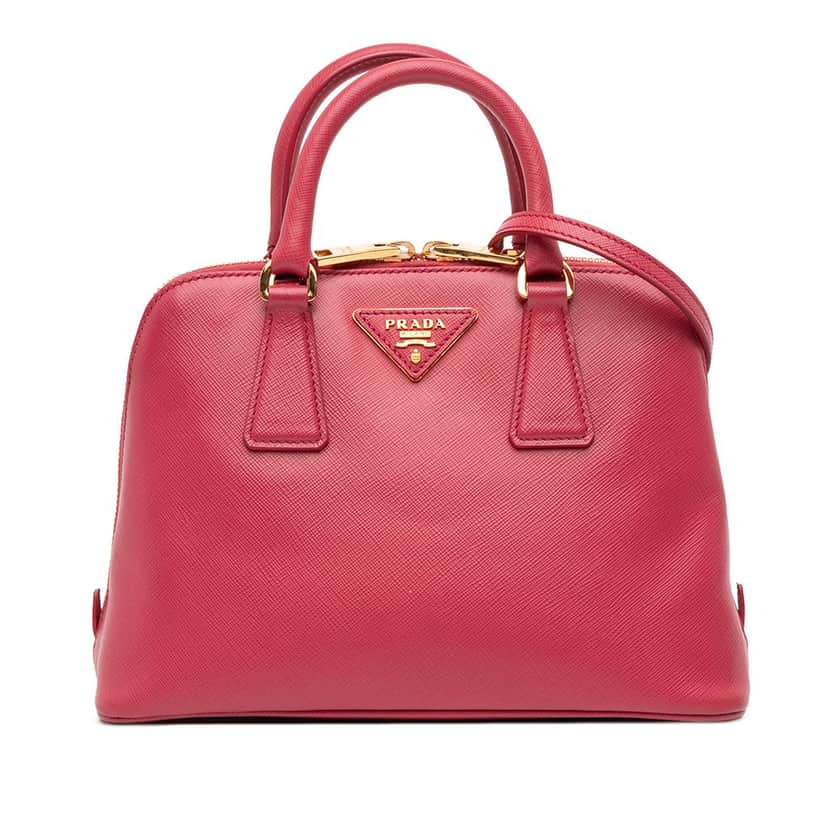 Prada Small Saffiano Lux Promenade Satchel Pink Leather Good condition - Front View