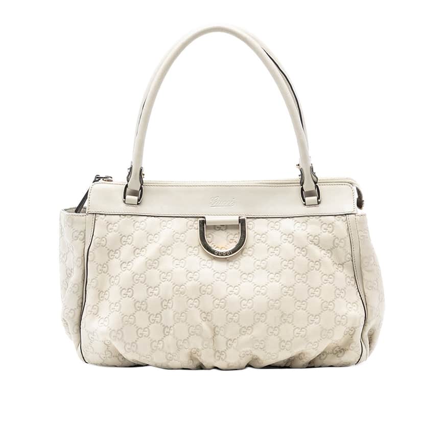 Gucci Guccissima Abbey D Ring Tote White Leather Very good condition - Front View