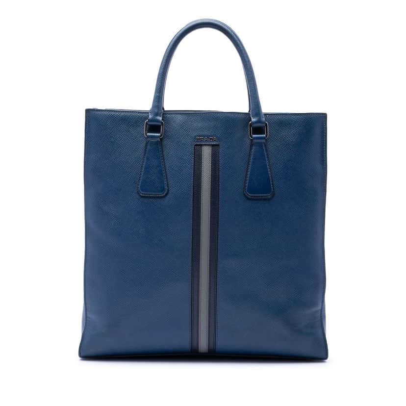 Prada Saffiano Lux Tote Blue Leather Very good condition - Front View