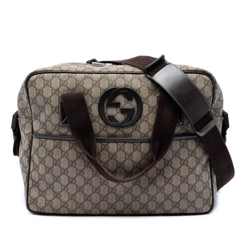 Gucci GG Supreme Interlocking G Briefcase Beige Very good condition - Front View