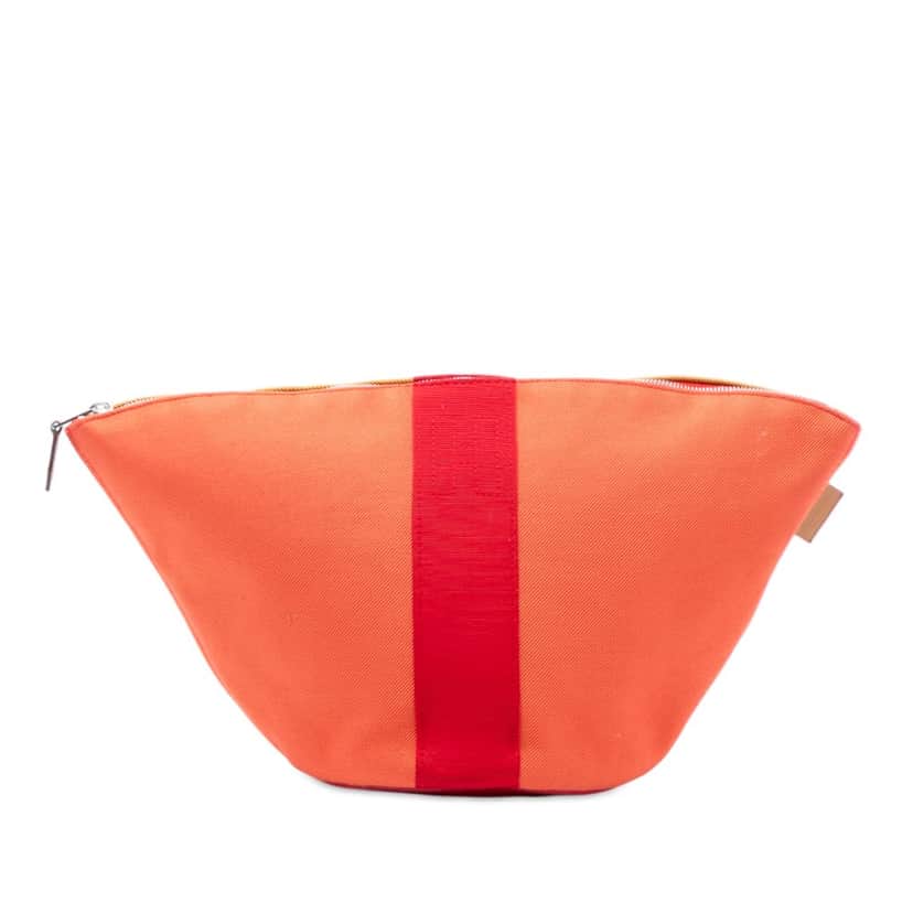 Hermès Mini Toile Palmyre Pouch Orange Very good condition - Front View