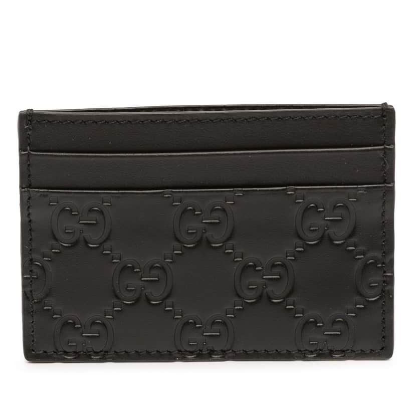 Gucci Guccissima Card Holder Black Leather Never worn - Front View