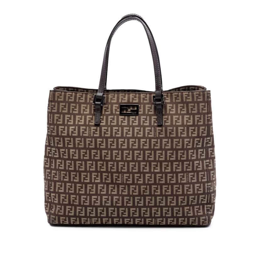 Fendi Zucchino Canvas Tote Brown Very good condition - Front View