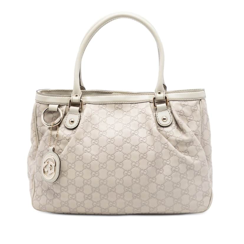 Gucci Guccissima Sukey Tote White Leather Very good condition - Front View