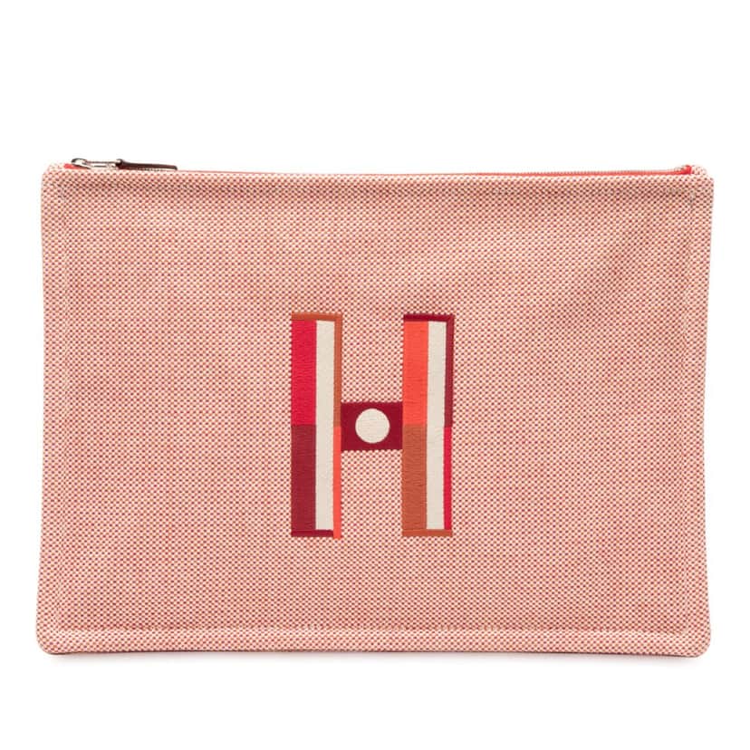 Hermès Large H Canvas Faubourg Corner Case Red Very good condition - Front View