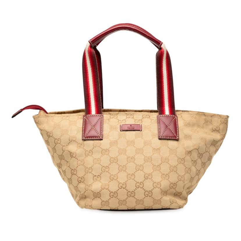 Gucci GG Canvas Web Handbag Beige Very good condition - Front View