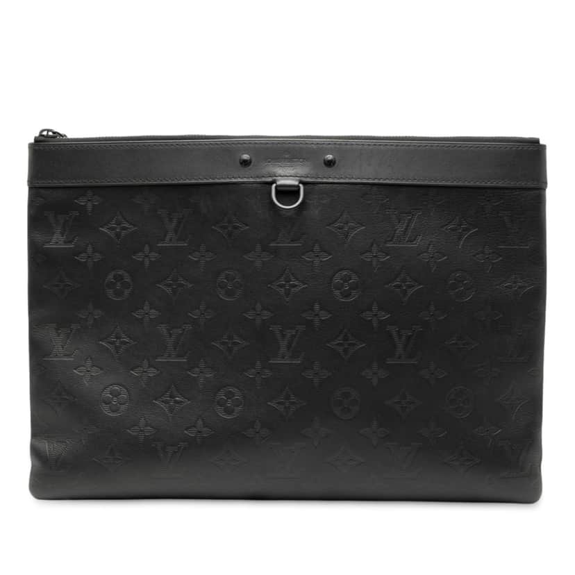 Louis Vuitton Monogram Shadow Discovery Pochette Black Leather Very good condition - Front View
