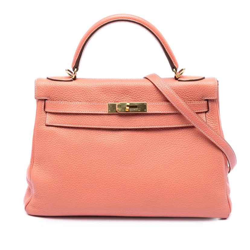 Hermès Clemence Kelly II Retourne 32 Pink Leather Very good condition - Front View