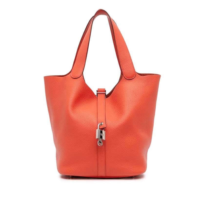 Hermès Clemence Picotin Lock 26 Orange Leather Very good condition - Front View