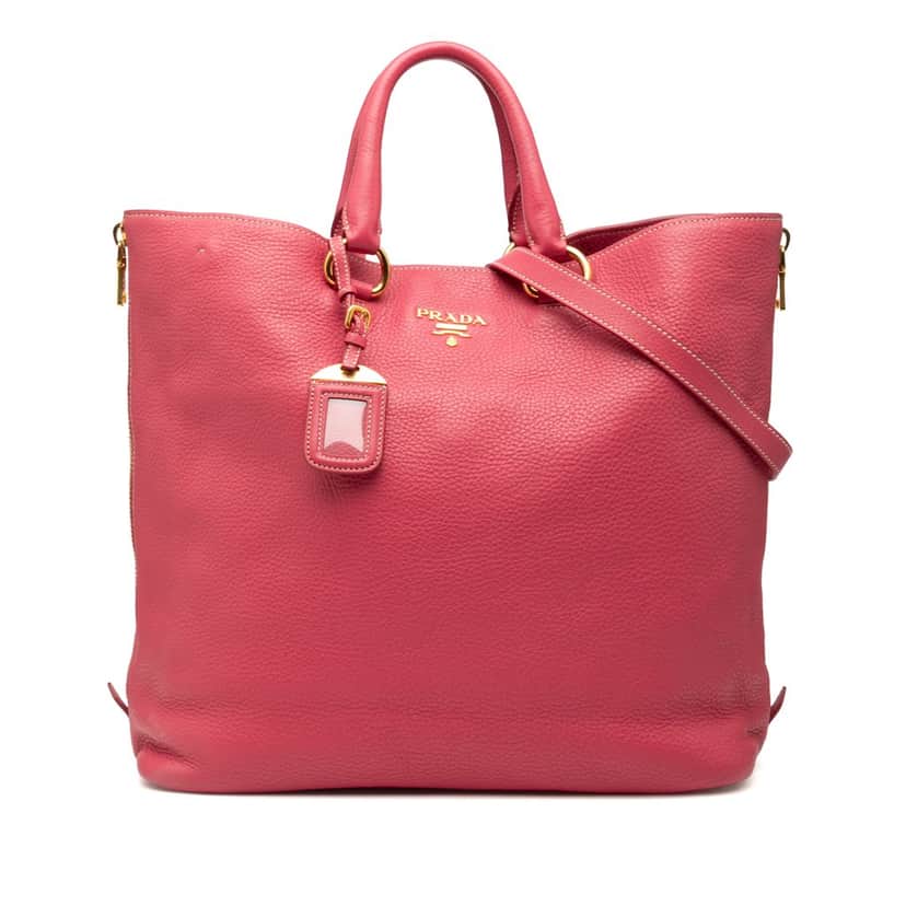 Prada Vitello Daino Side Zip Convertible Tote Pink Leather Very good condition - Front View
