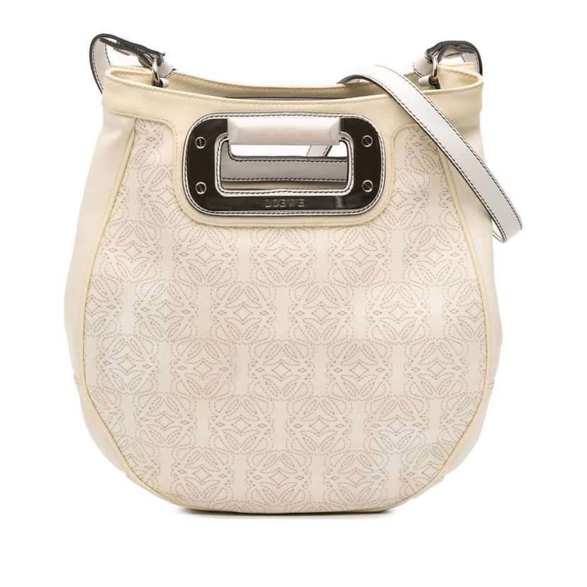 Loewe Anagram Leather Satchel White Leather Very good condition - Front View