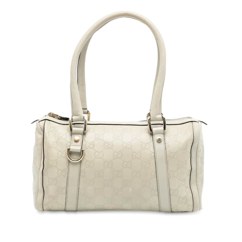 Gucci Guccissima Abbey D Ring Boston Bag White Leather Very good condition - Front View