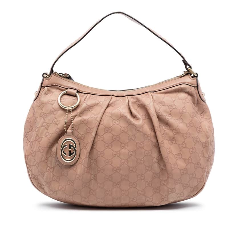 Gucci Medium Guccissima Sukey Shoulder Bag Brown Leather Very good condition - Front View