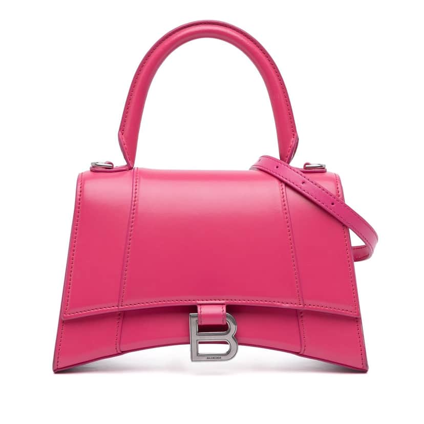Balenciaga Small Shiny Box Calfskin Hourglass Satchel Pink Leather Very good condition - Front View