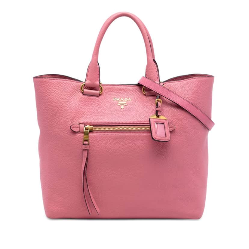 Prada Vitello Daino Open Convertible Tote Pink Leather Very good condition - Front View