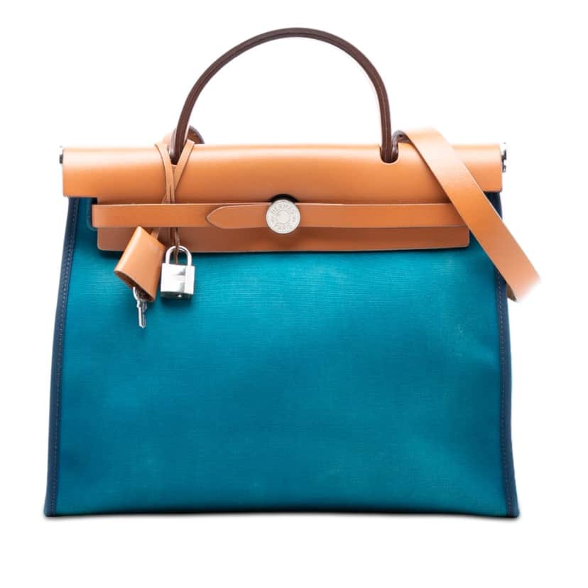 Hermès Toile Herbag Zip 31 Blue Very good condition - Front View