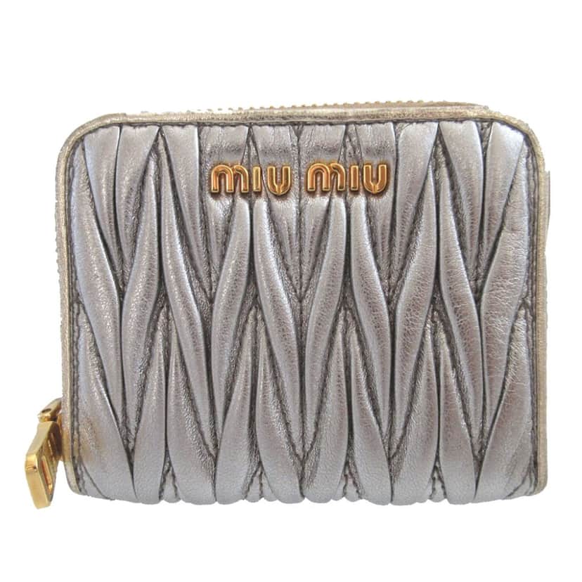 Miu Miu Matelasse Nappa Coin Pouch Gold Leather Very good condition - Front View