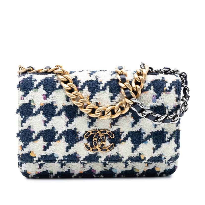 Chanel Tweed 19 Wallet On Chain Blue Very good condition - Front View