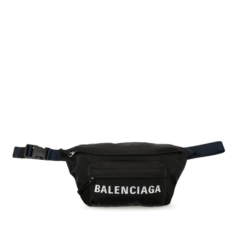 Balenciaga Nylon Logo Wheel Belt Bag Black Very good condition - Front View
